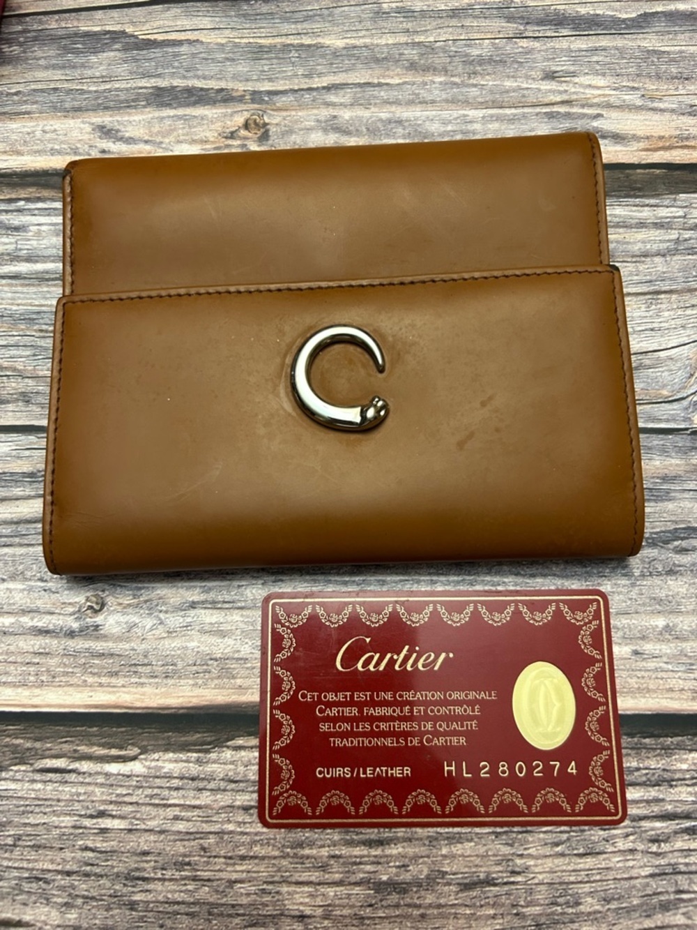 Cartier Brown Leather Wallet with COA